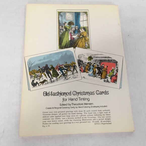 Old fashioned Christmas cards for hand tinting 16 personal greeting cards - Picture 2 of 6